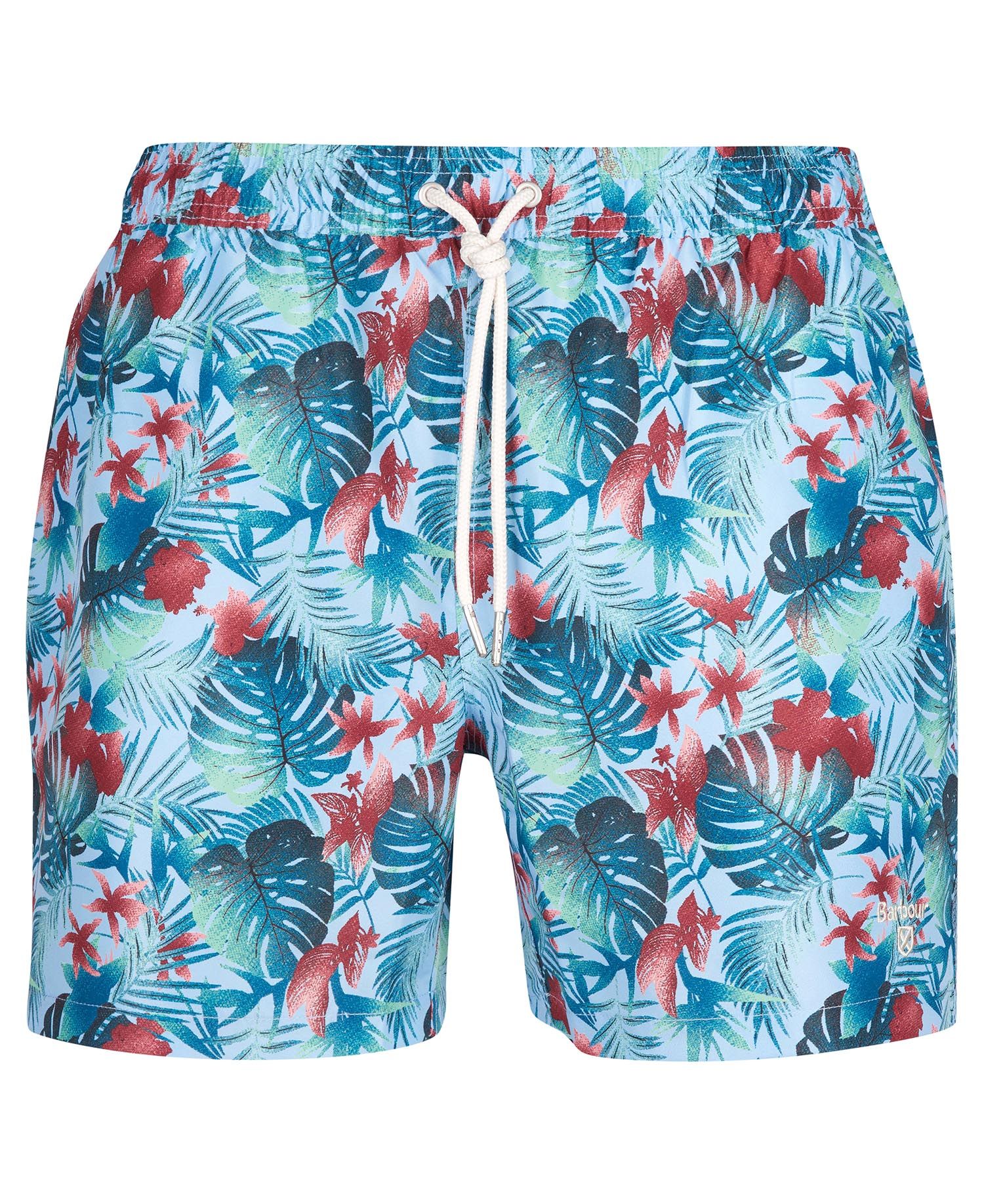 Hawaiian Print Swim Shorts in Powder Blue by Barbour - Hansen's Clothing