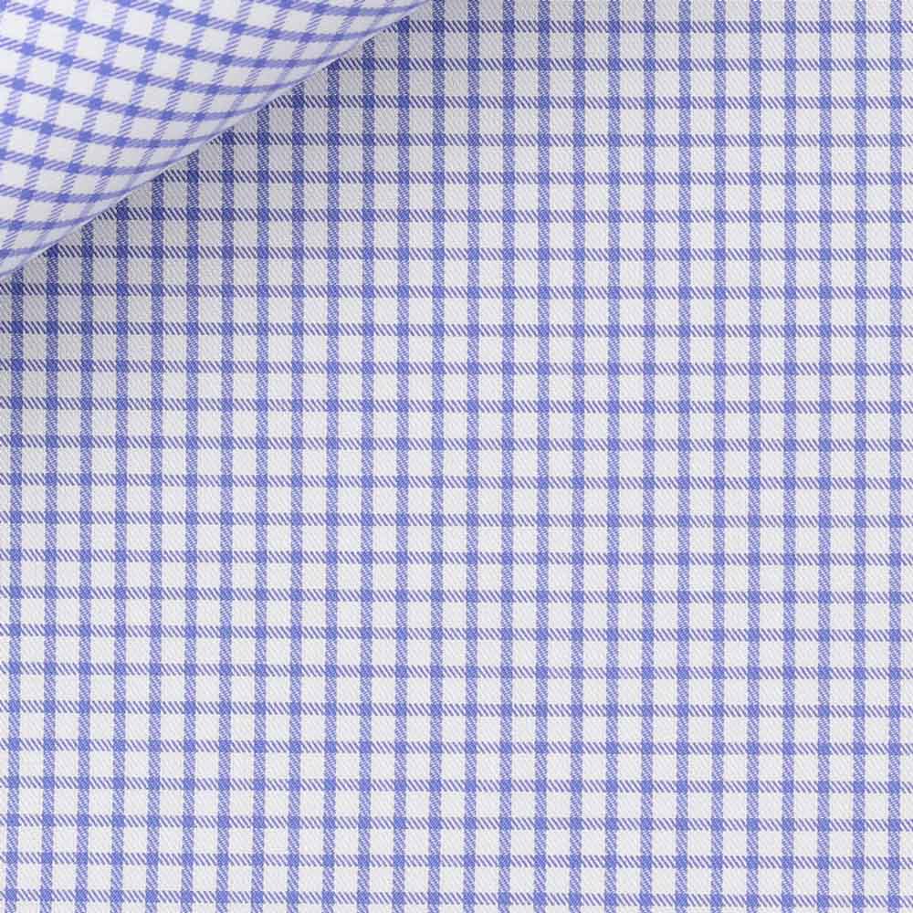 Blue Check 100s 2-Ply Royal Twill Custom Dress Shirt by Hansen