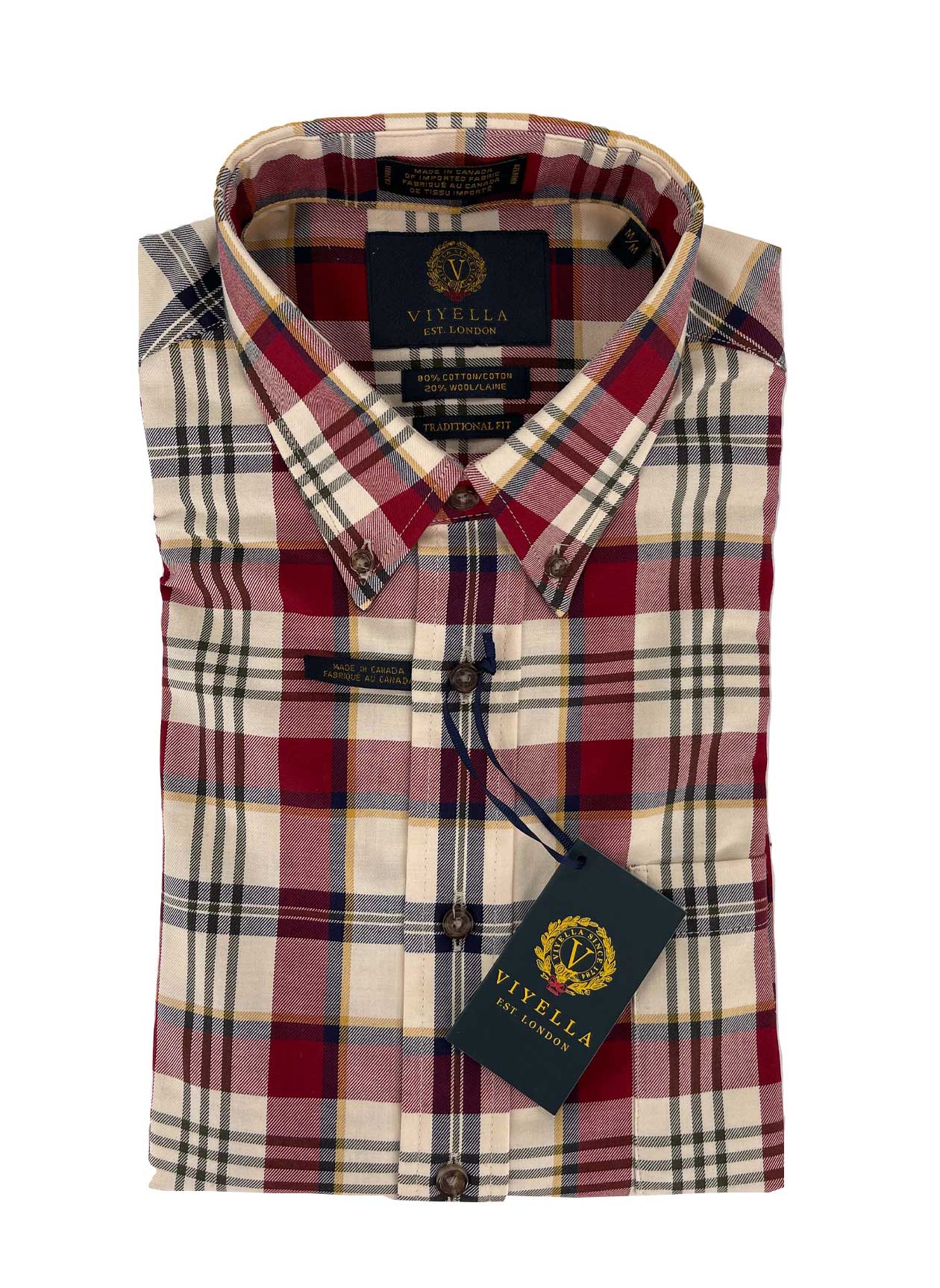 Red Brick and Navy Plaid Button-Down Shirt by Viyella - Hansen's