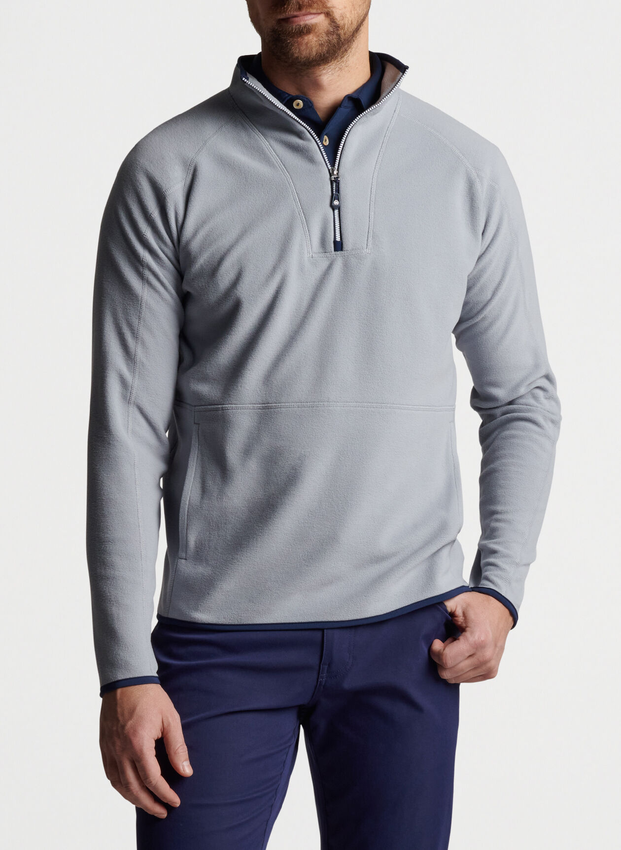 Thermal Flow Microfleece Half-Zip in Gale Grey by Peter Millar