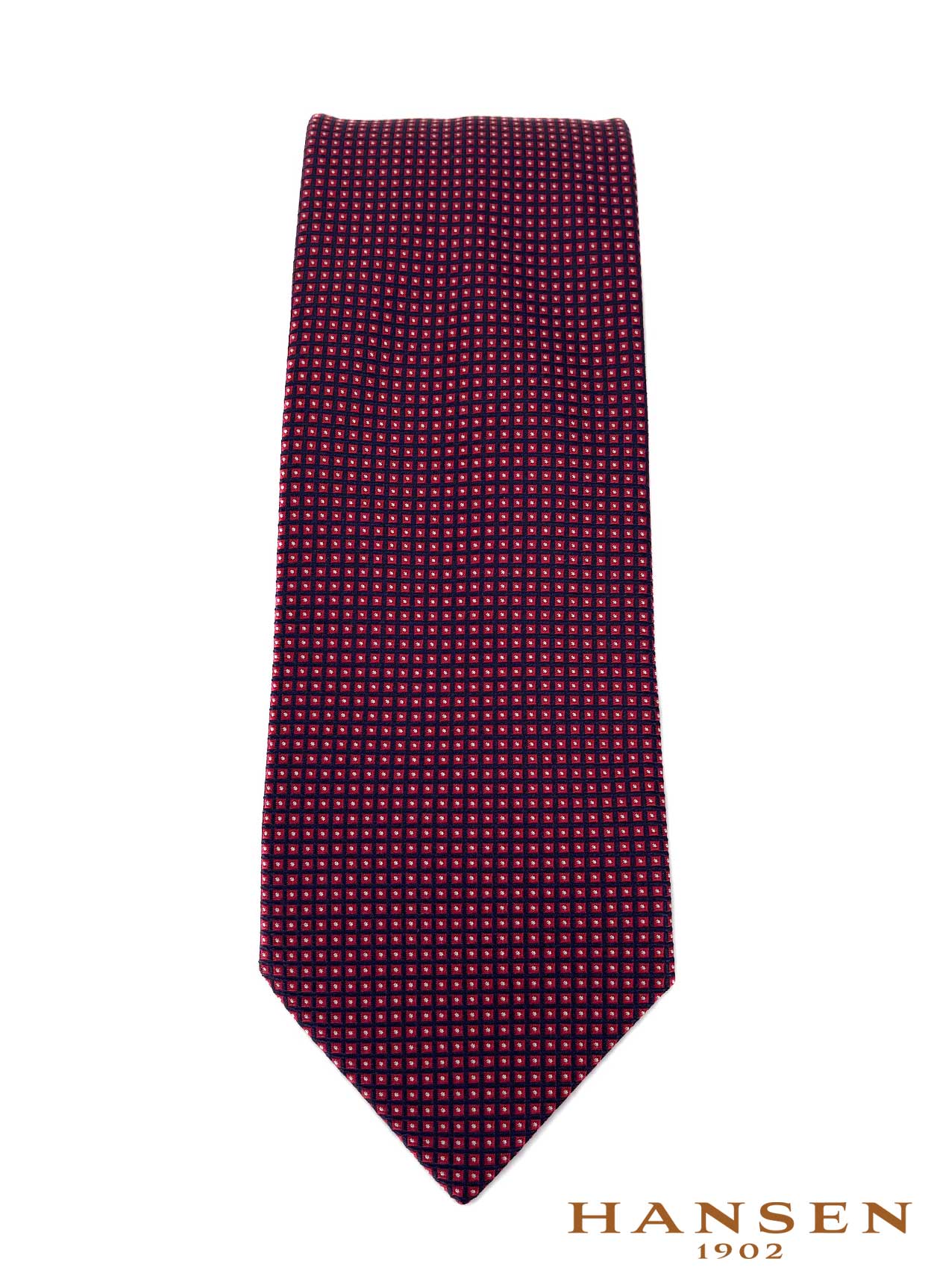 Luxury Red and Navy Geometric Woven Silk Tie by Hansen 1902 - Hansen's  Clothing