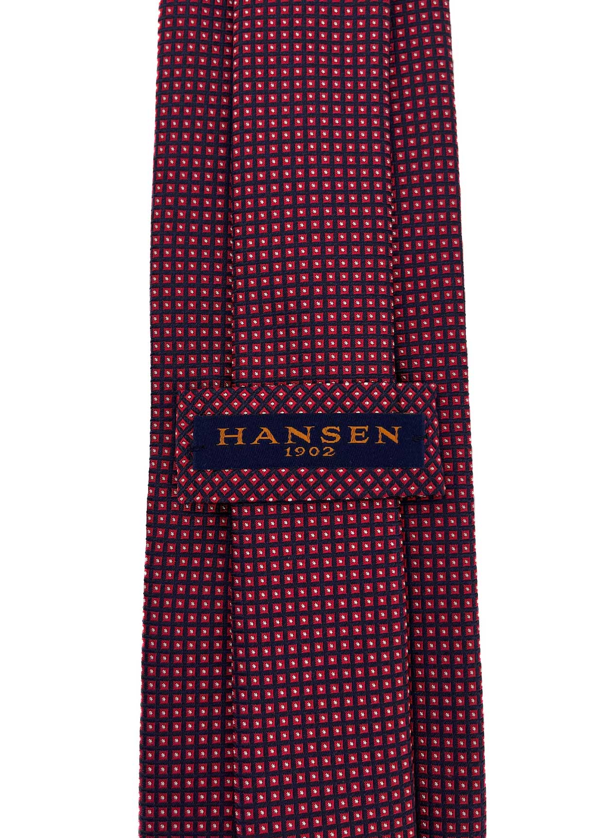 Luxury Red and Navy Geometric Woven Silk Tie by Hansen 1902 - Hansen's  Clothing