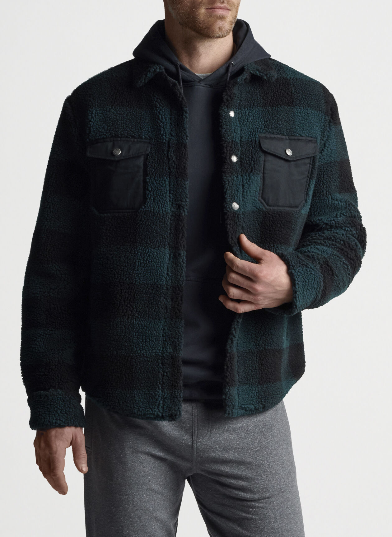 LJ&S Men's Tall Sherpa Lined Work Jacket in Midnight & Medium Plaid –  American Tall