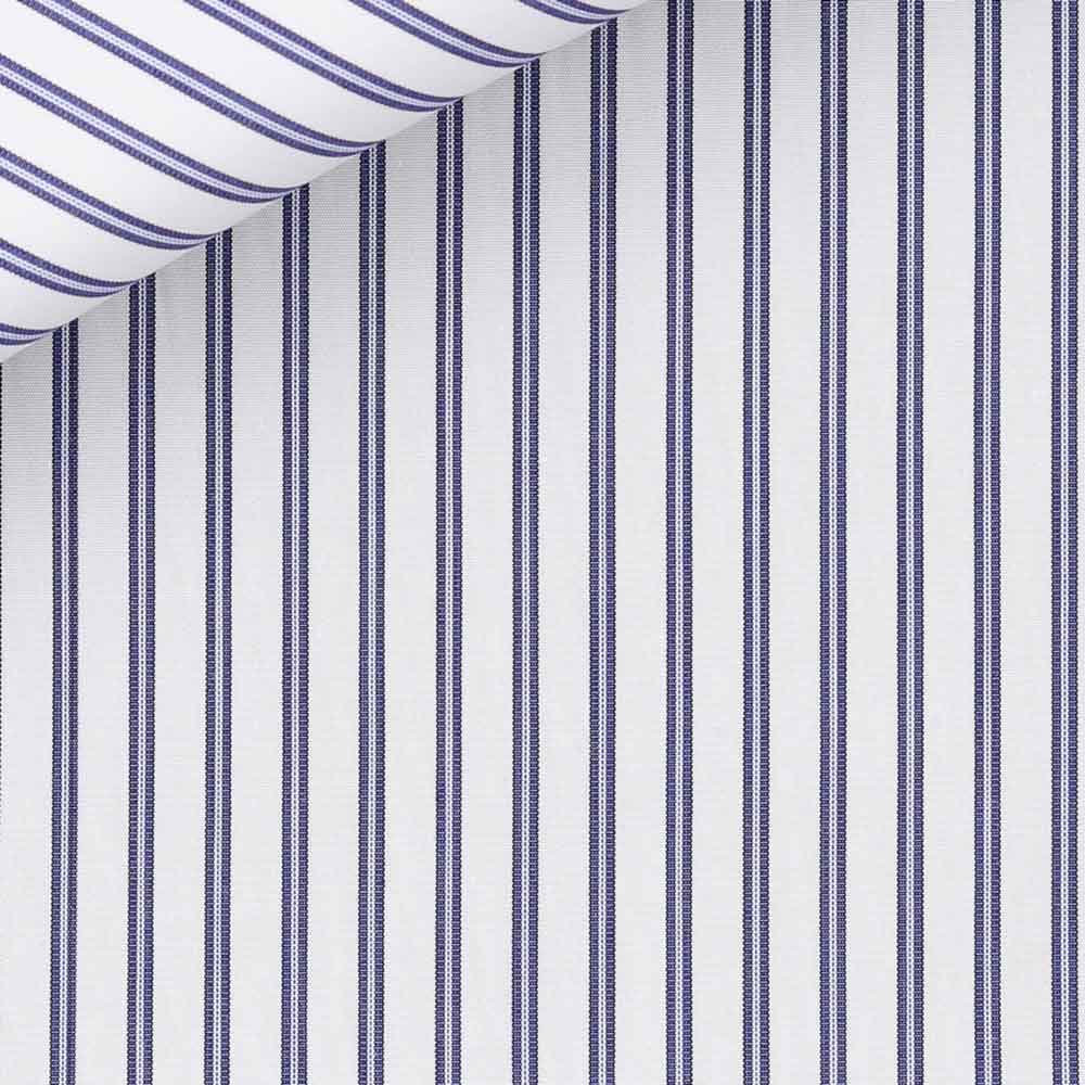 White with Navy Stripe 100s 2-Ply Regent Custom Dress Shirt by