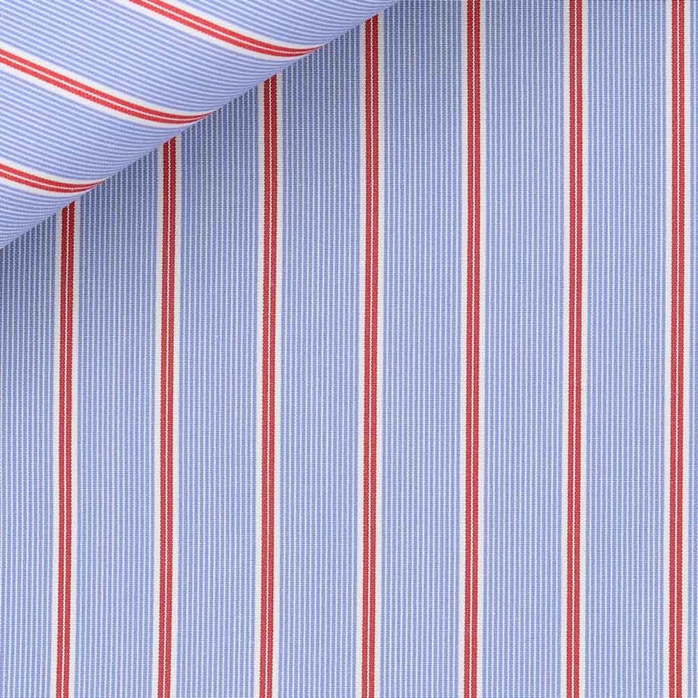 Light Blue with Red Stripe 100s 2-Ply Regent Custom Dress Shirt by