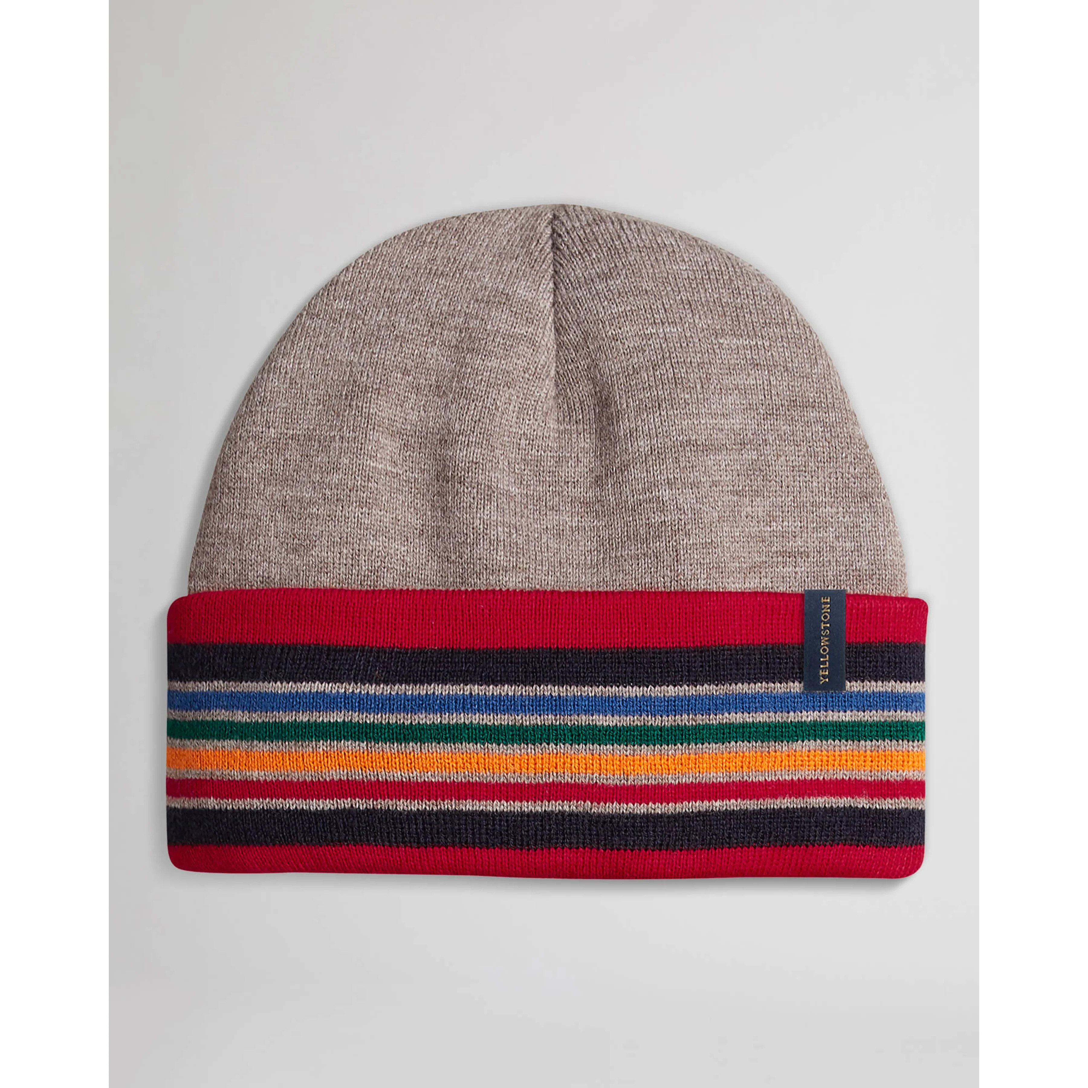 National Park Stripe Beanie in Yellowstone Taupe by Pendleton