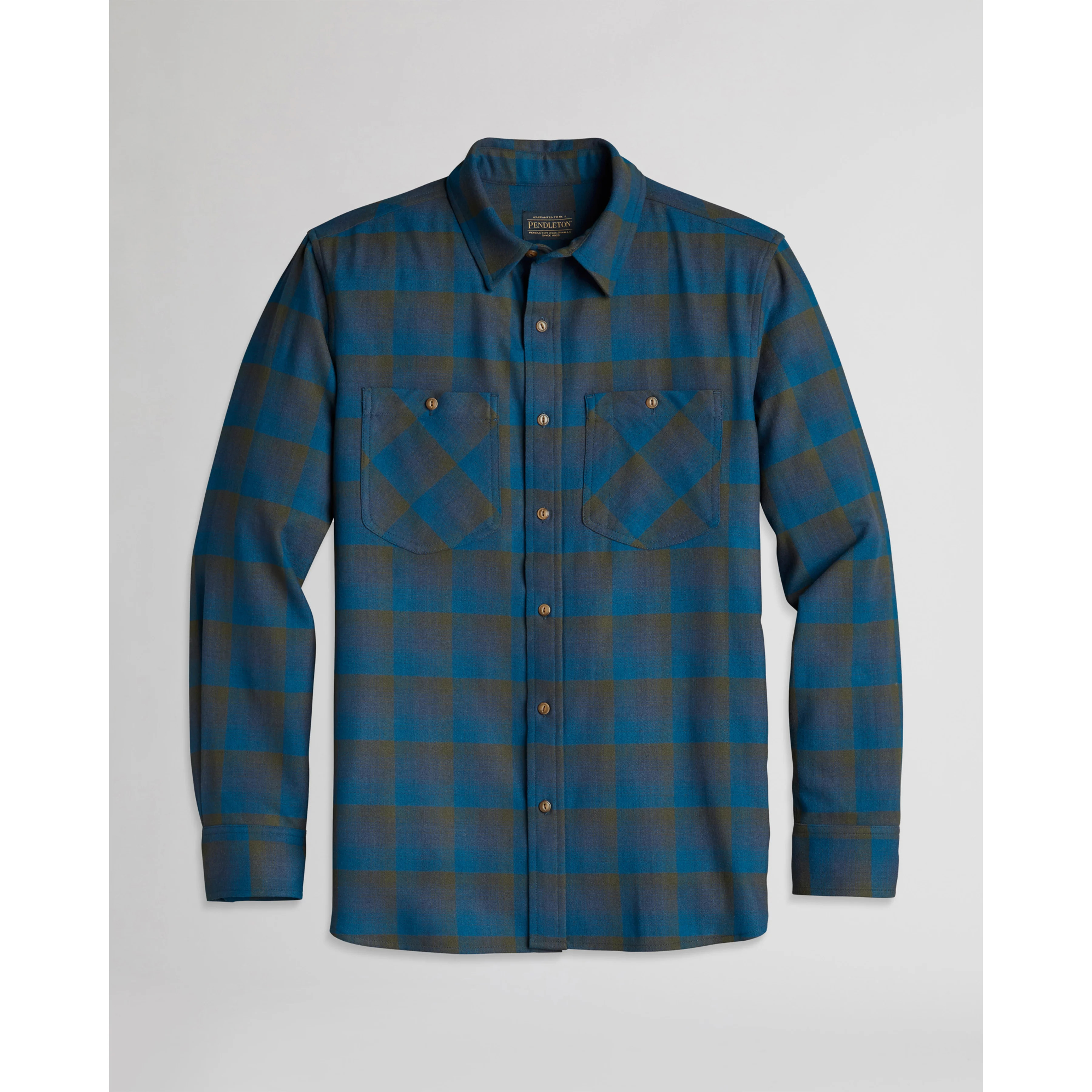 Untraluxe Merino Shirt in Green and Blue Plaid Ombre by Pendleton