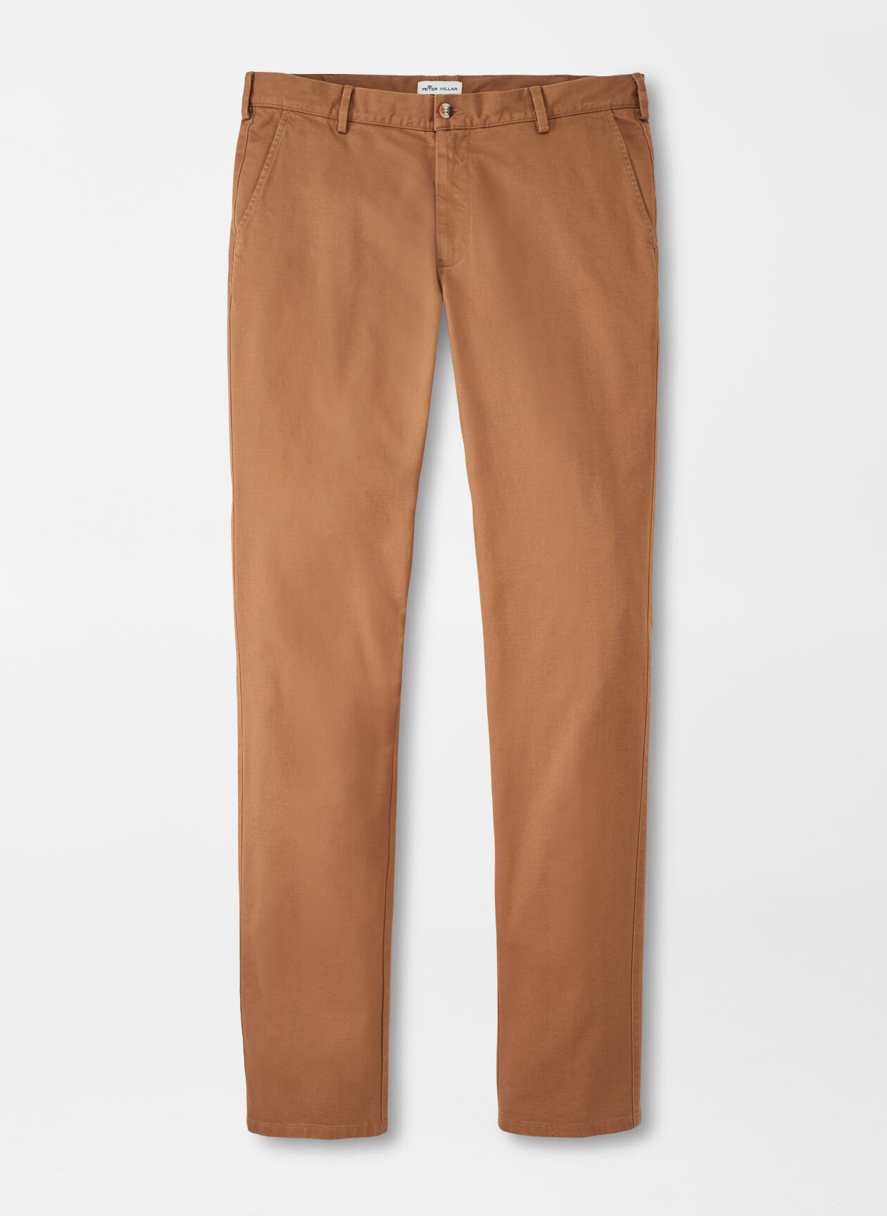 Pilot Twill Flat Front Trouser in British Tan Size 30x29 with Plain Bottom  by Peter Millar - Hansen's Clothing
