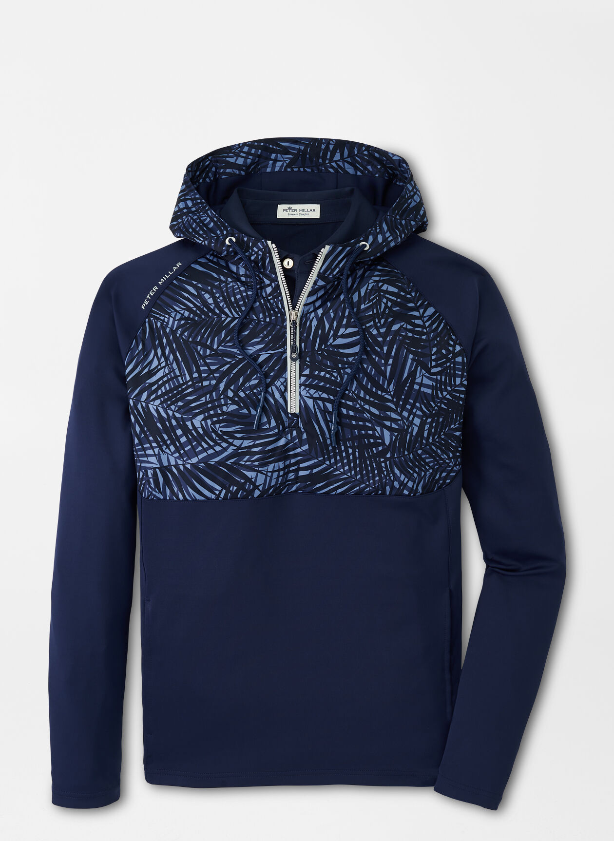 Hyperlight Weld Camo Hybrid Half-Zip Hoodie in Navy by Peter