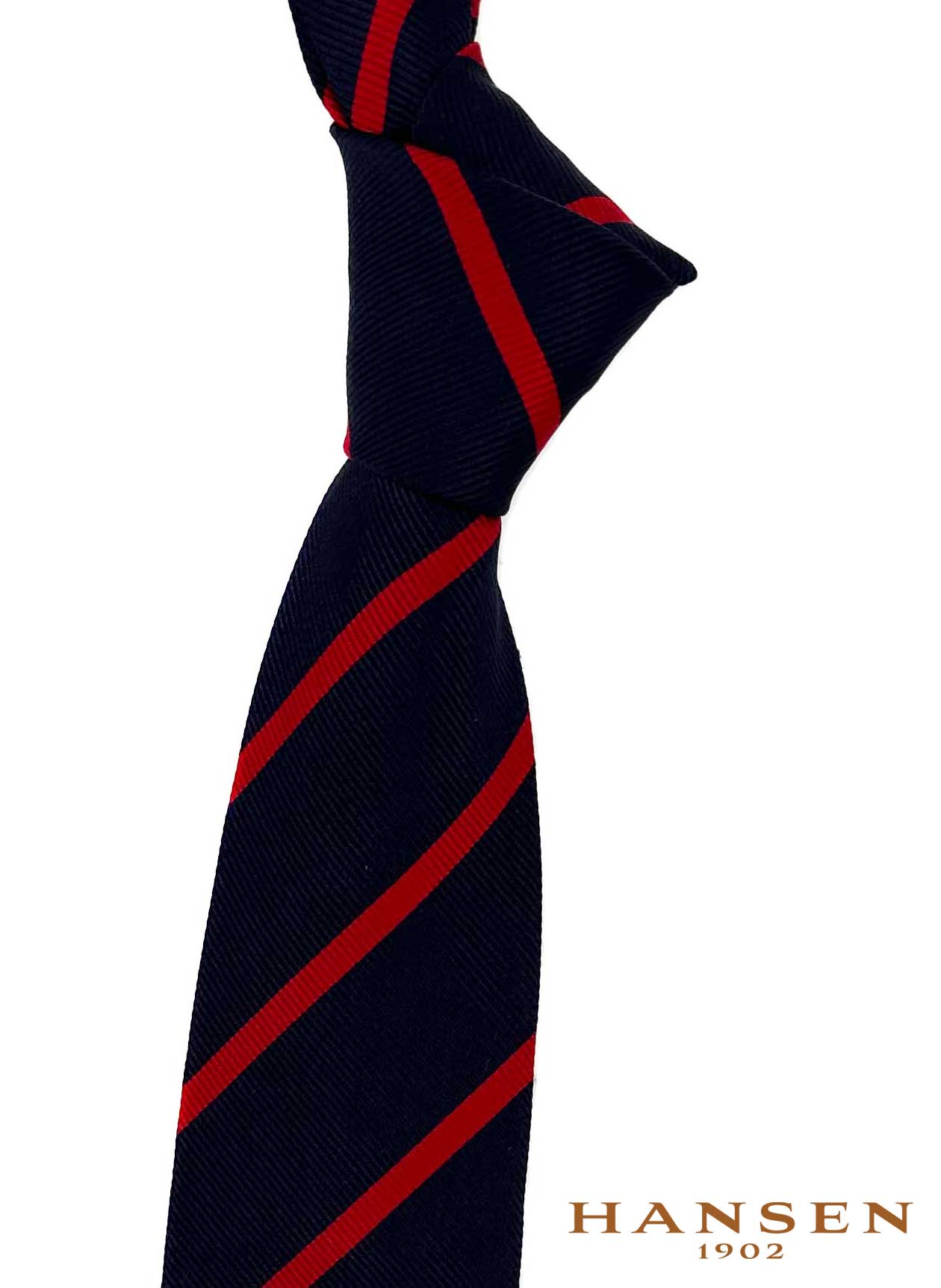 Luxury Navy with Red Stripe Woven Silk Cotton Tie by Hansen 1902