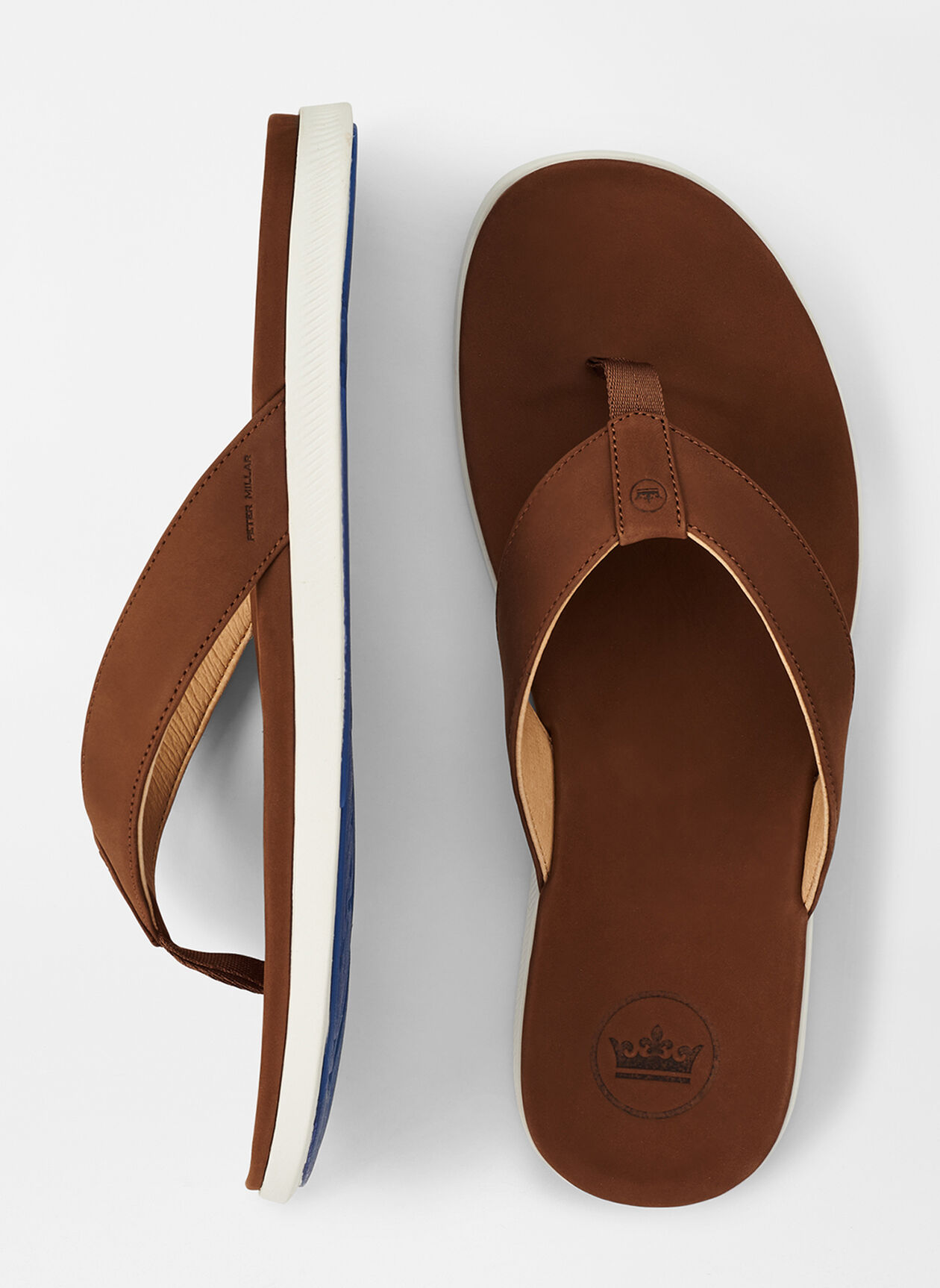 Hyperlight Slide Nubuck Flip Flop in Whiskey by Peter Millar