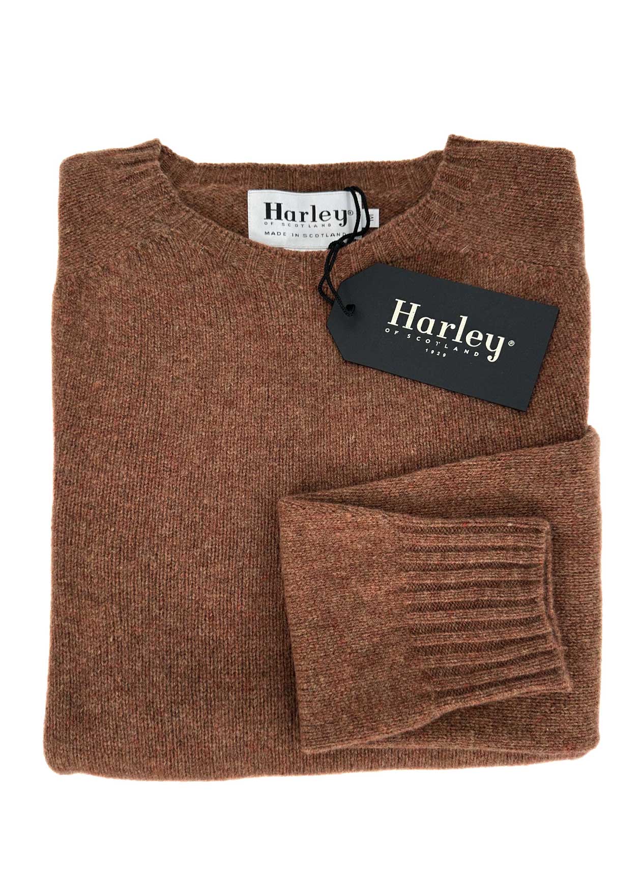 Crewneck Sweater in Hazelnut by Harley of Scotland - Hansen's Clothing