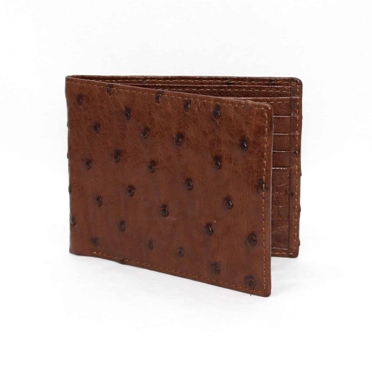 BROWN Genuine Ostrich Leather Skin Credit Card Holder/ Mini Wallet Card for  Men