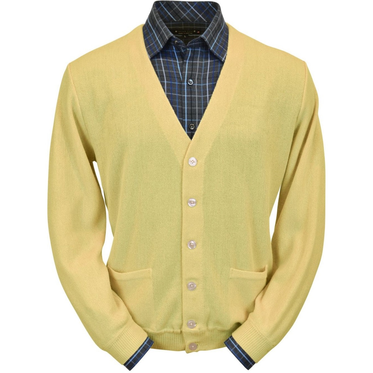 yellow cardigan sweater