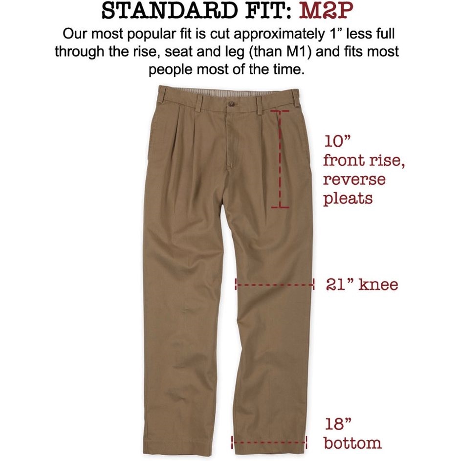 Original Twill Pant - Model M2 Standard Fit Plain Front in Khaki