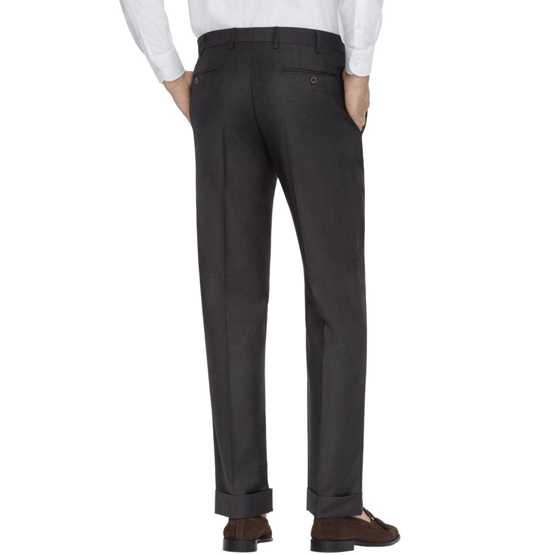 Devon' Flat Front Lower Rise Super 120's Wool Serge Pant in