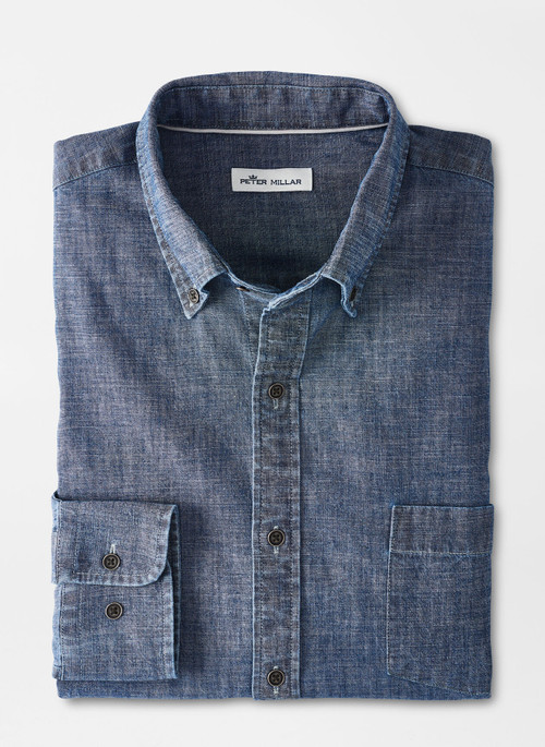 Tamworth Chambray Sport Shirt in Indigo by Peter Millar - Hansen's Clothing