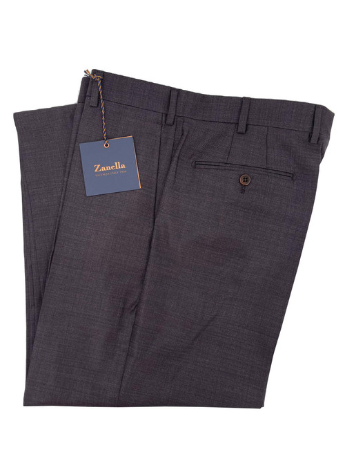 Todd Flat Front Luxury 120's Wool Serge Pant in Dark Brown by Zanella -  Hansen's Clothing