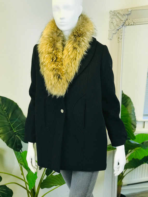 Ba&sh Fur Collar Coat, Pre Owned Designer