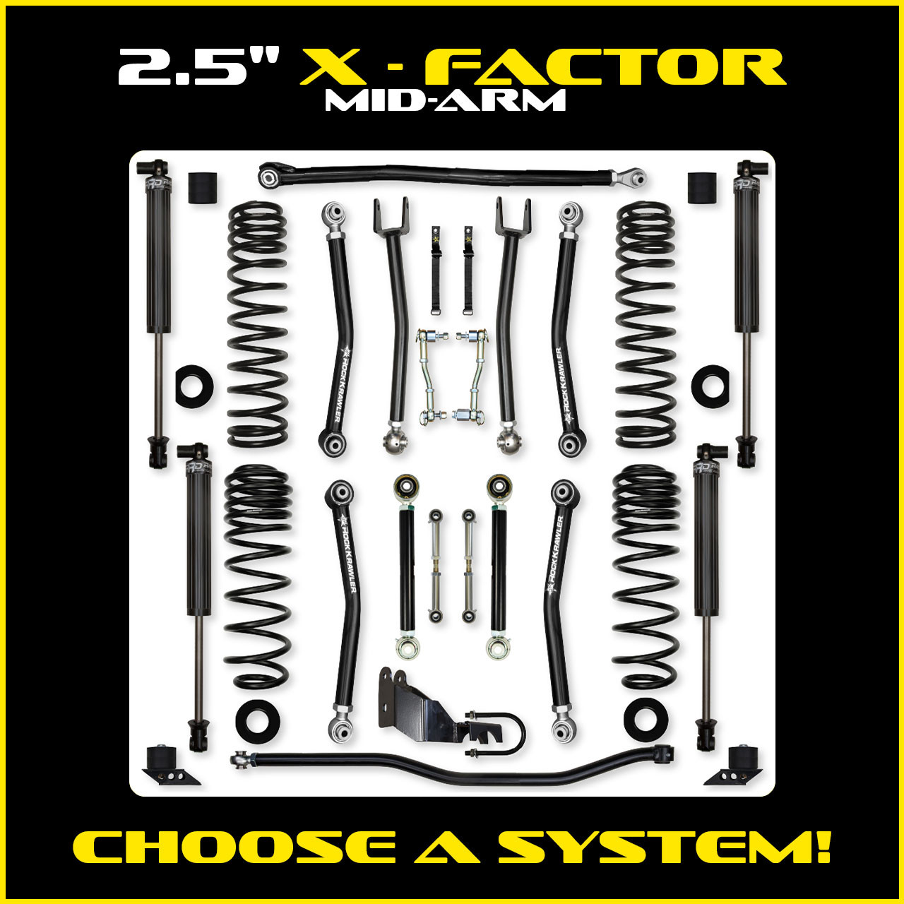 4.5 Inch X-Factor PRO Mid-Arm System for Jeep Wrangler JLU 4XE Models Rock Krawler
