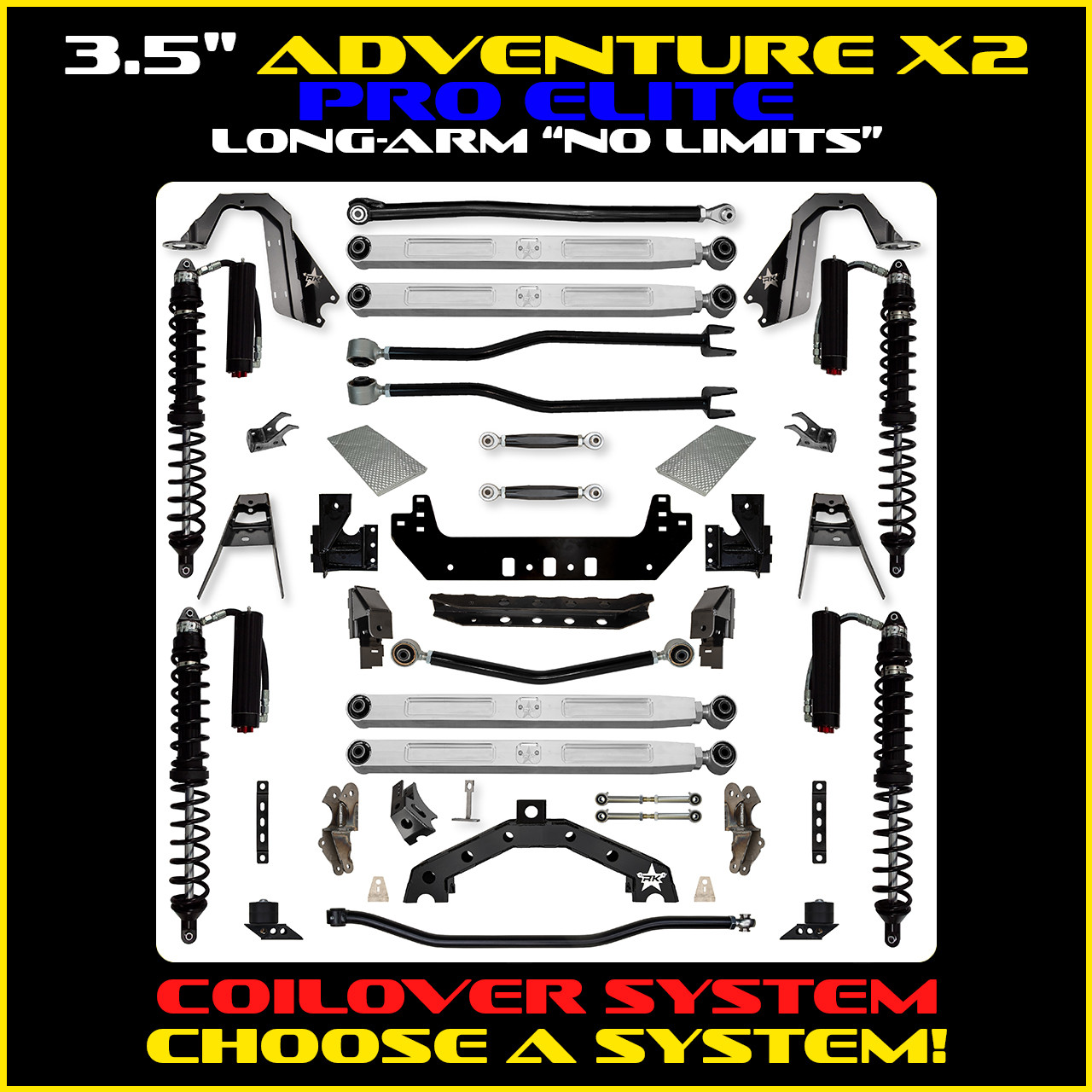 4.5 Inch Silverback Coilover No Limits Long-Arm Suspension System for Jeep Gladiator Gas Models Trail Runner System Stage 1 Rock Krawler