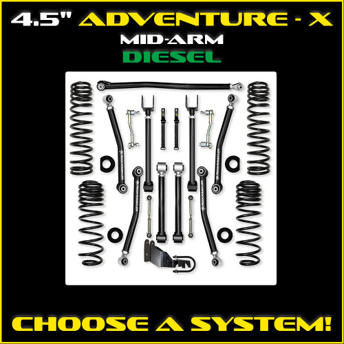 JLU 4.5" Adventure - X  Diesel Mid-arm System