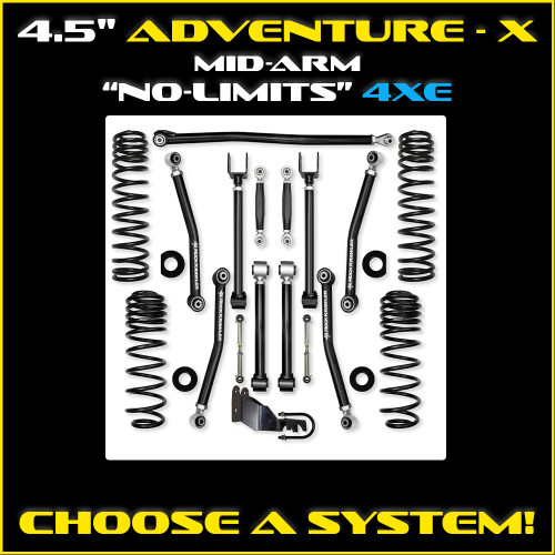 JLU 4.5" Adventure - X 4XE Mid-arm "No-Limits" System