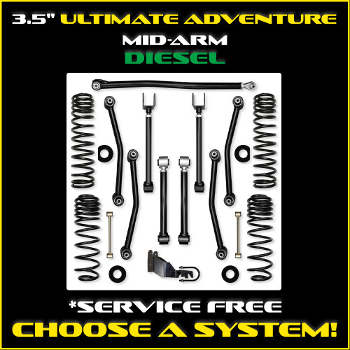 JLU 3.5" Ultimate Adventure Diesel Mid-arm System
