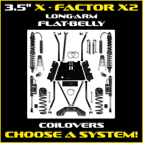 Rock Krawler 3.5" X-Factor X2 Flat Belly Coilover Long Arm System For Jeep Wrangler JL