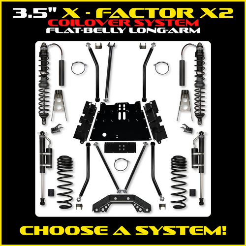 Rock Krawler 3.5" X-Factor X2 Flat-Belly COILOVER Long-Arm Suspension System For Jeep Wrangler LJ