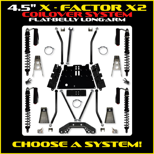 Rock Krawler 4.5" X-Factor X2 Flat-Belly COILOVER Long-Arm Suspension System For Jeep Wrangler TJ