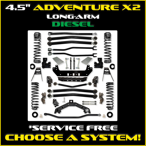 JLU 4.5" Adventure - X2 Diesel Long-Arm System