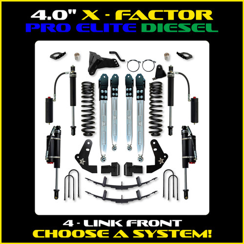 Rock Krawler 4.0" X-Factor Pro System W/ Billet Aluminum Arms - 2011-2016 - F250/350 (Diesel)