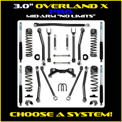 Rock Krawler 3.0" Overland X PRO "No Limits" Mid-Arm Suspension System for Jeep Gladiator JT (Gas Models)