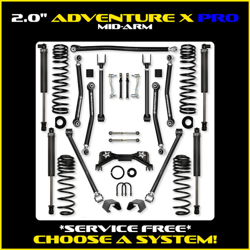 Rock Krawler 2.0" Adventure - X PRO Mid-Arm System for Jeep Gladiator JT (Gas Models)