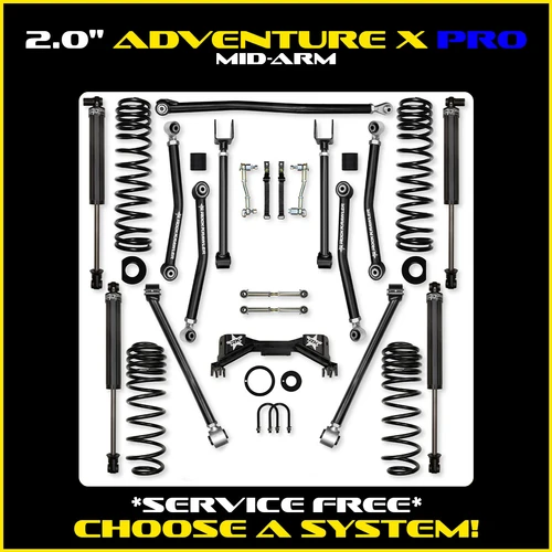 Rock Krawler 2.0" Adventure - X PRO Mid-Arm System for Jeep Gladiator JT (Gas Models)