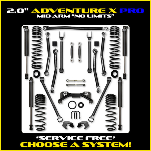 Rock Krawler 3.0" Adventure - X  PRO "No-Limits"  Mid-Arm System  for Jeep Gladiator JT (Gas Models)