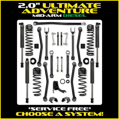 Rock Krawler 2.0" Ultimate Adventure Mid-Arm Suspension System for Jeep Gladiator JT (Diesel Models)