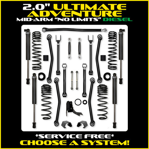 Rock Krawler 2.0" Ultimate Adventure "No Limits" Mid-Arm Suspension System for Jeep Gladiator JT (Diesel Models)