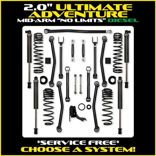 Rock Krawler 2.0" Ultimate Adventure "No Limits" Mid-Arm Suspension System for Jeep Gladiator JT (Diesel Models)