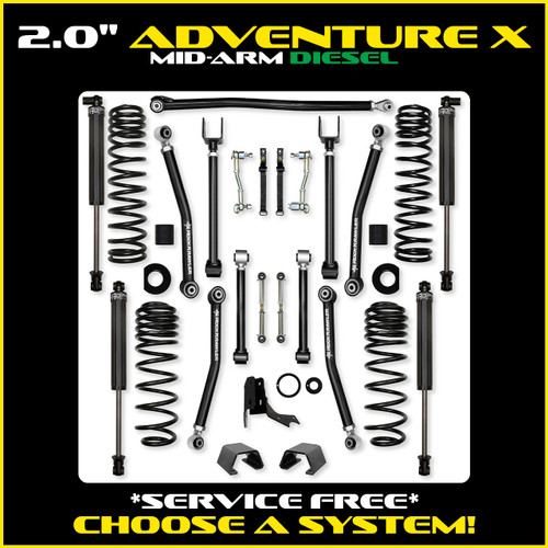 Rock Krawler 2.0" Adventure - X Mid-Arm System for Jeep Gladiator JT (Diesel Models)