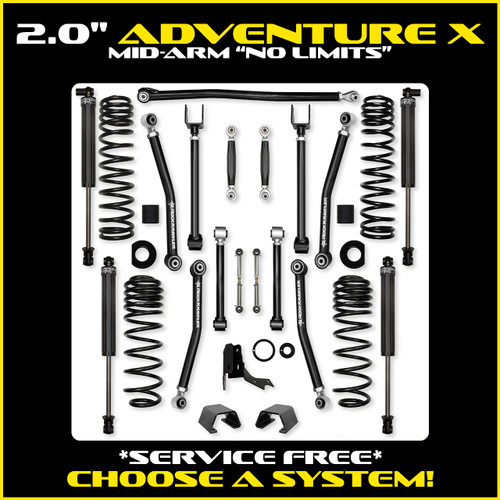 Rock Krawler  2.0" Adventure - X "No-Limits" Mid-Arm System for Jeep Gladiator JT (Diesel Models)