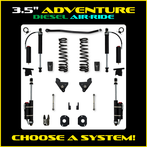 Rock Krawler 3.5" Adventure (Rear Air Ride) Suspension System For Ram 2500 HD 4x4 2014-Pres. (Diesel)