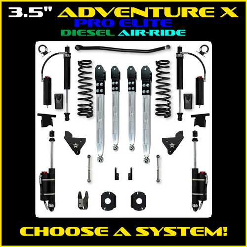 Rock Krawler 3.5" Adventure X PRO ELITE (Rear Air-Ride) Suspension System For Ram 2500 HD 4x4 2014-Pres. (Diesel)