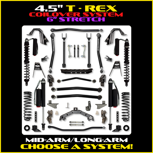 Rock Krawler 4.5" T-Rex COILOVER w/ 6" Rear Stretch Hybrid System For Jeep Wrangler JL