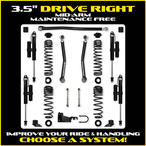 Rock Krawler 3.5" Drive Right Mid-Arm Suspension System for Jeep Wrangler JLU (Gas Models)