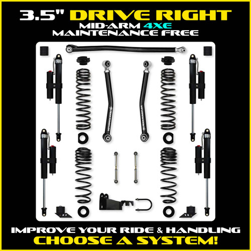 Rock Krawler 3.5" Drive Right Mid-Arm Suspension System for Jeep Wrangler JLU (4XE Models)