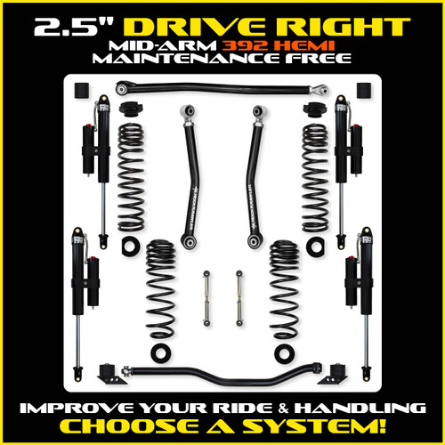 Rock Krawler 2.5" Drive Right Mid-Arm Suspension System for Jeep Wrangler JLU (392 Models)
