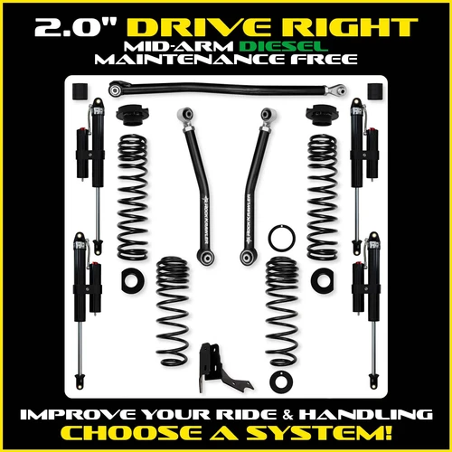 Rock Krawler 2.0" Drive Right Mid-Arm Suspension System for Jeep Gladiator JT (Diesel Models)