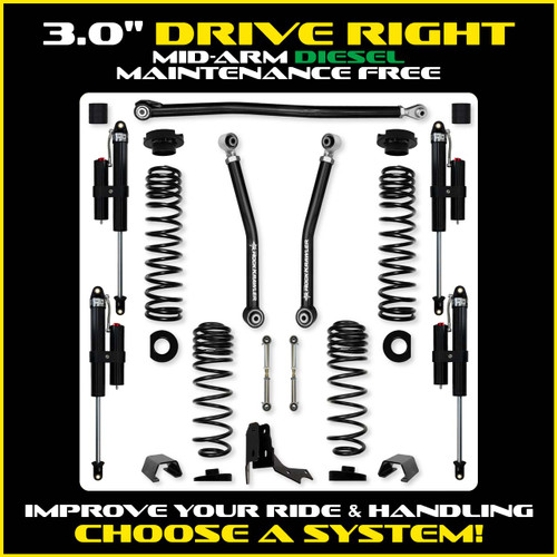 Rock Krawler 3.0" Drive Right Mid-Arm Suspension System for Jeep Gladiator JT (Diesel Models)
